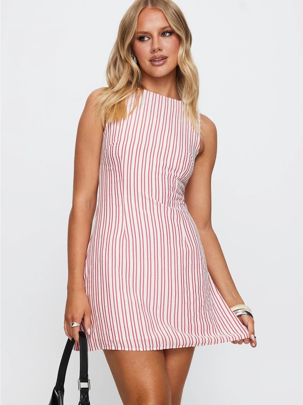 Sleeveless Pink Stripe Mini Dress